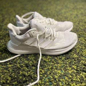 Adidas all white running shoes